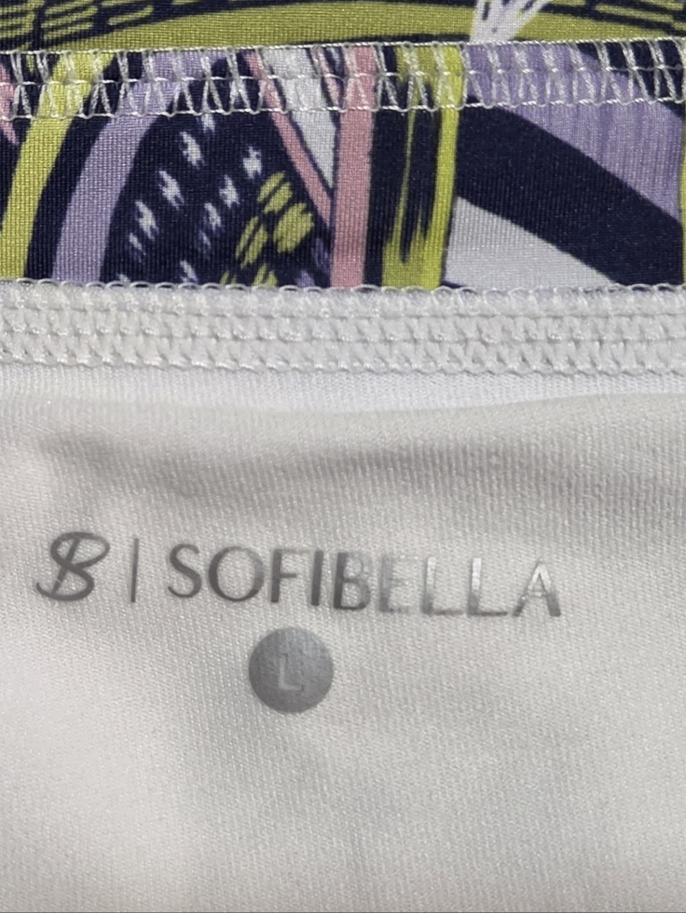 Sofibella Women’s Printed A-Line Skort in Navy, Yellow & Pink. Sz L - Picture 2 of 9